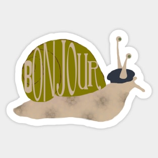 French Snail says Bonjour Sticker